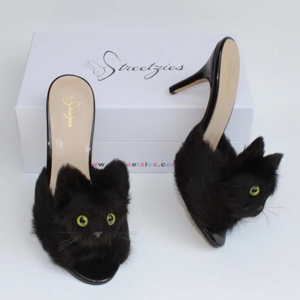 Kitty Slippers - Black - Picture 4 of 12
